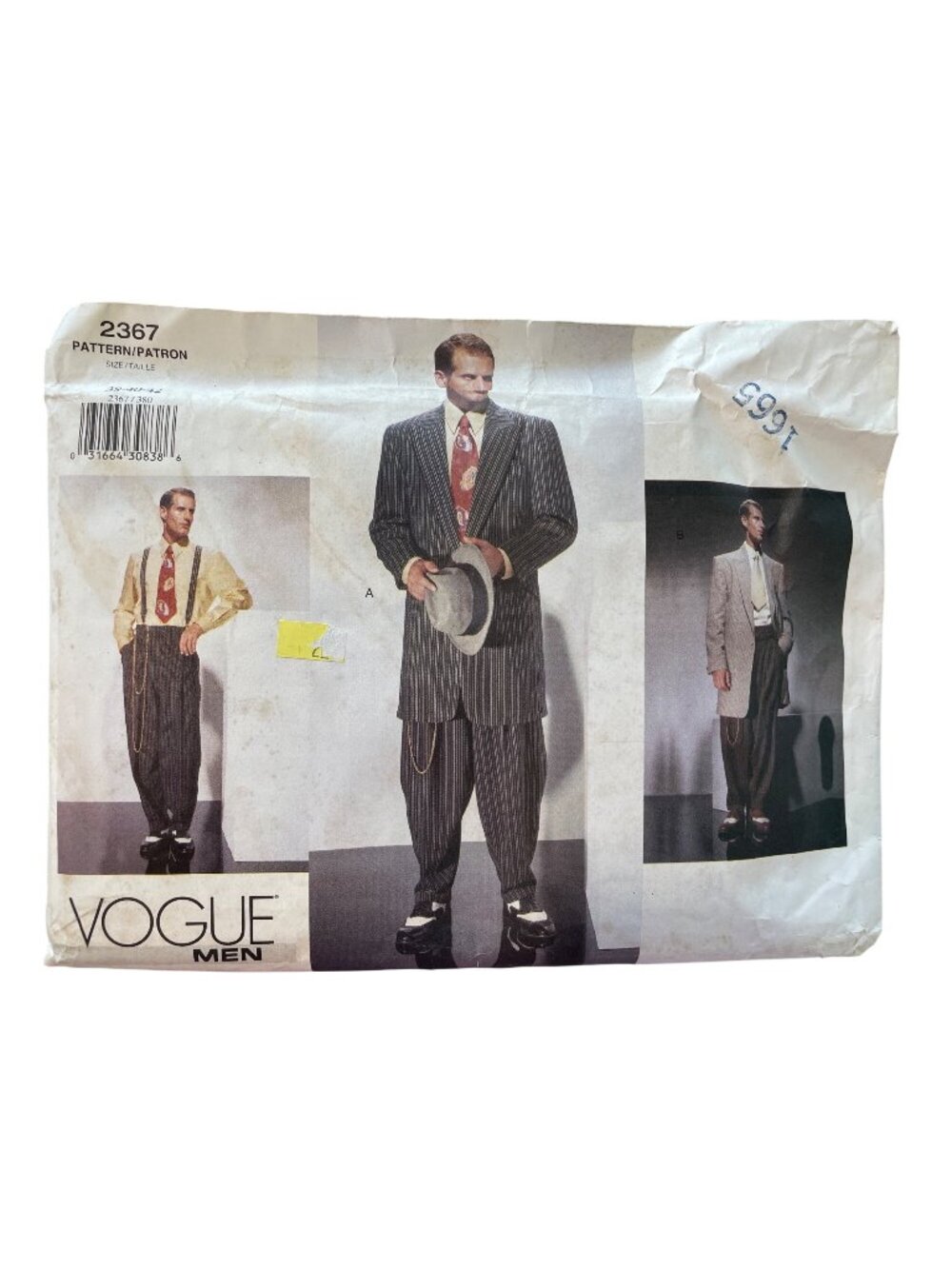 Vintage 90s Vogue Sewing Pattern 2367 Sizes 38-42 Suit Zoot Suit Mobster UNCUT